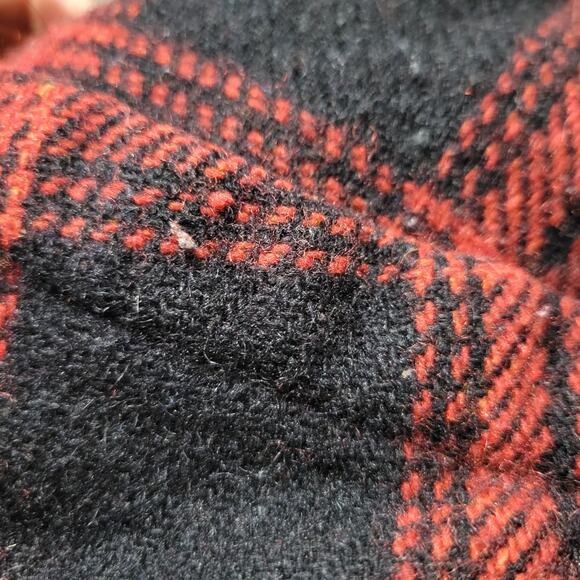 Vintage Flannel Vest Red Buffalo Plaid Sherpa Zip Front Fleece Wool Retro Large - Picture 11 of 12